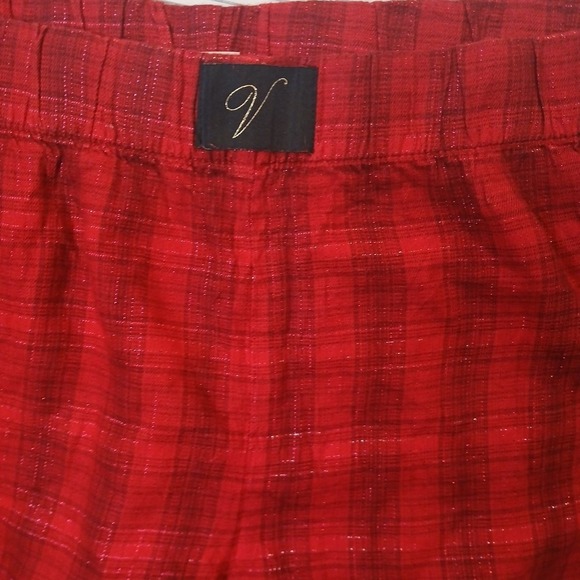 Victoria's Secret sleep Shorts Pajama Bottom Med Red Black Checkered Sleepwear - Picture 3 of 8